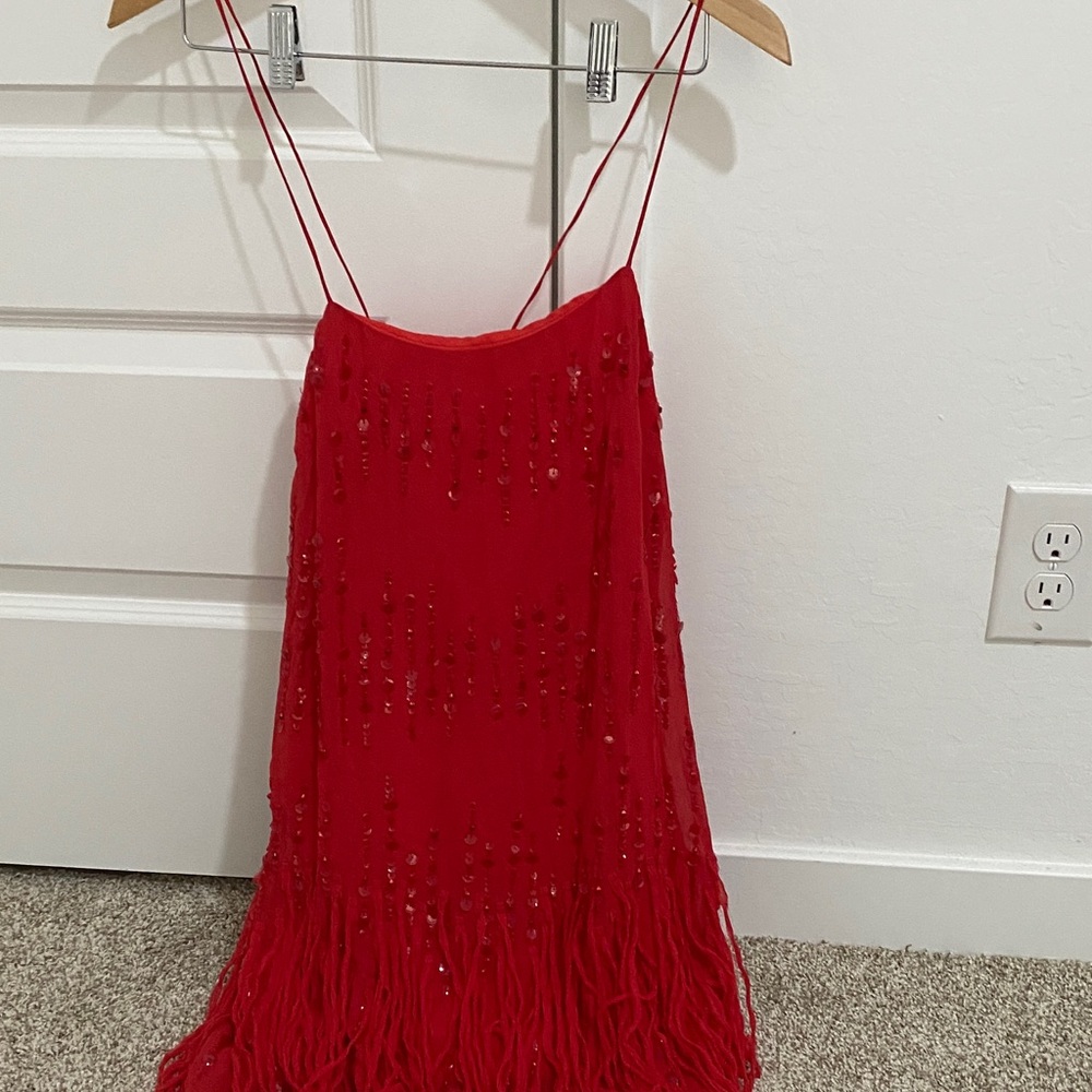 Free People Chic Red Beaded Dress